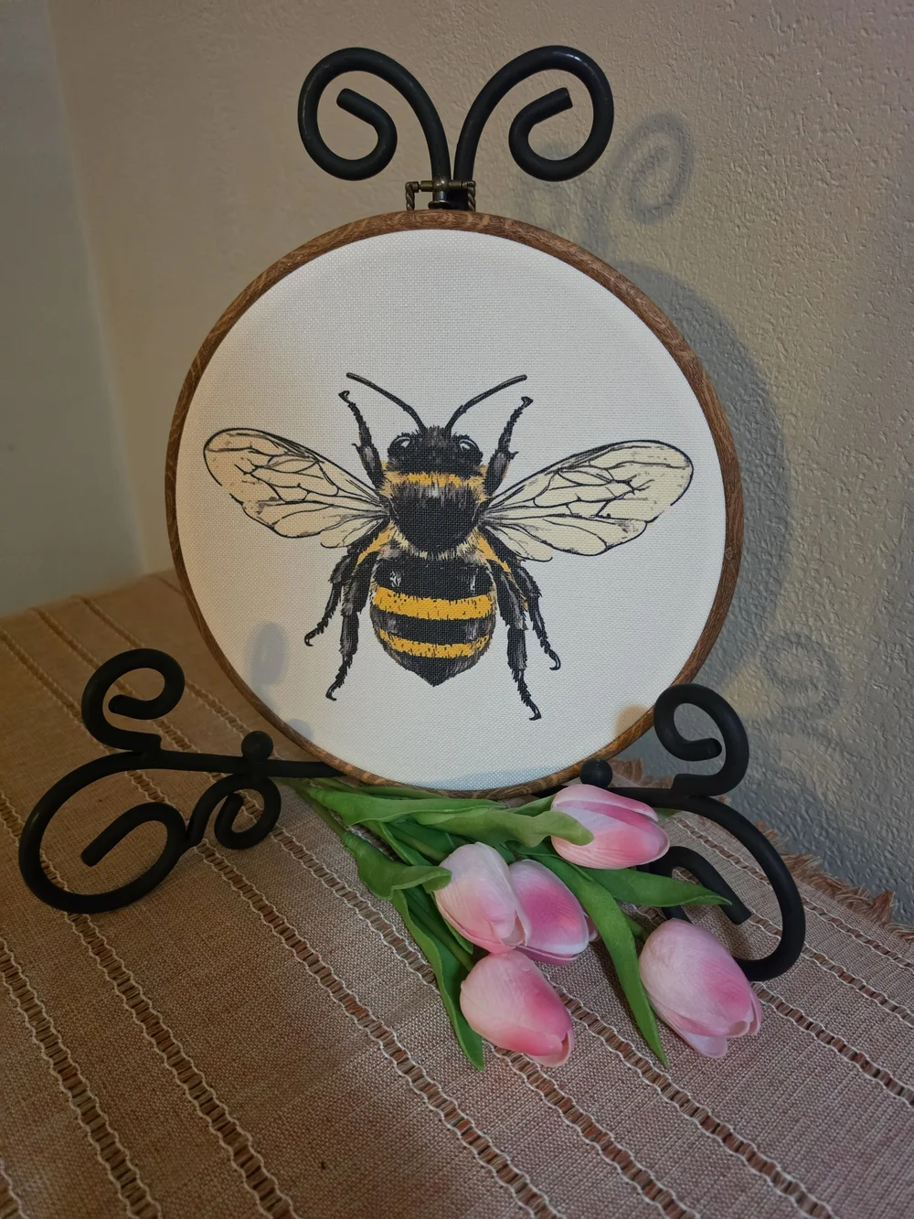 Bee Hoop Wall Art in Black and Yellow - Unbranded